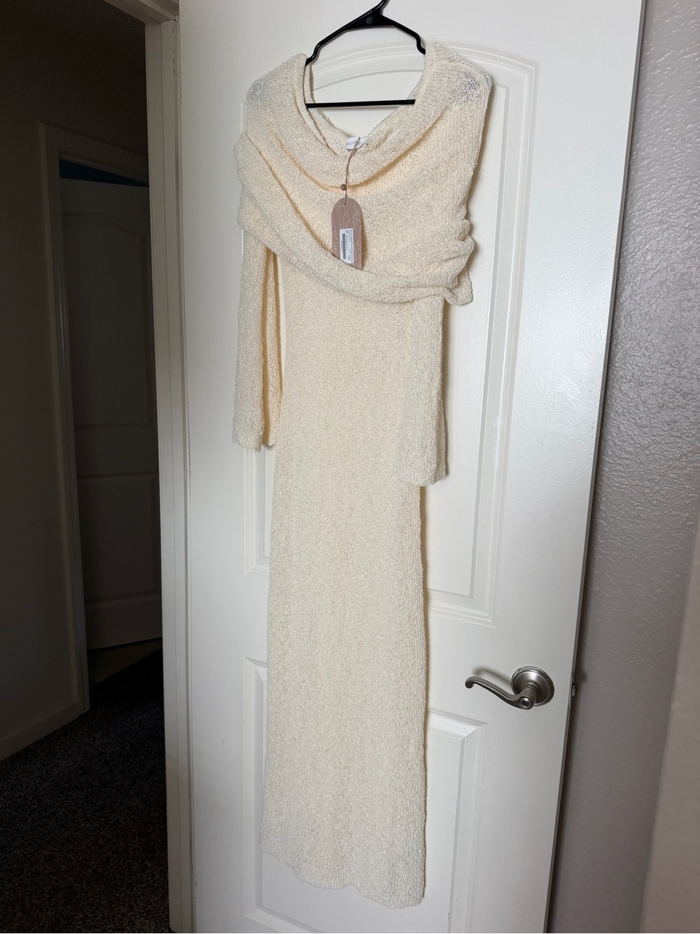 NWT Meshki Marisol Off Shoulder Boucle Ivory Maxi Dress